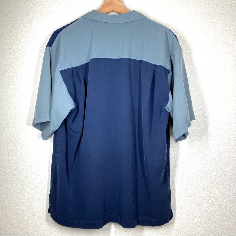Tommy Bahama Silk Shirt Medium Martini Glass Argyle Silk Button Down Blue - Picture 7 of 13